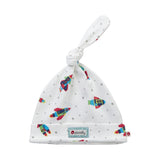 organic piccalilly single knotted baby boys hat with rocket design gift