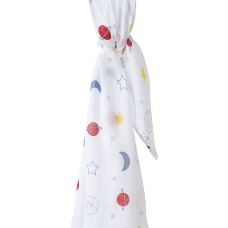 Organic piccalilly stars and planet white muslin swaddle for newborn babies