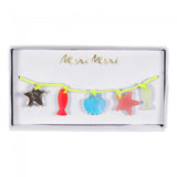 Pretty Meri Meri marine theme yellow cord charm bracelet with undersea critters crafted in acrylic