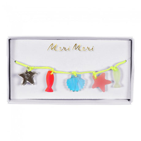 Pretty Meri Meri marine theme yellow cord charm bracelet with undersea critters crafted in acrylic