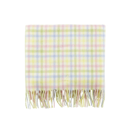 Candy merino lambswool shawl yellow baby blanket with blue pink and green stripes