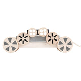Eco friendly Plan Toys stacking toy with graphically stimulating spinning wheels