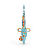 rear view of  a colourful blue, orange and yellow Jellycat Under the Sea Seahorse 