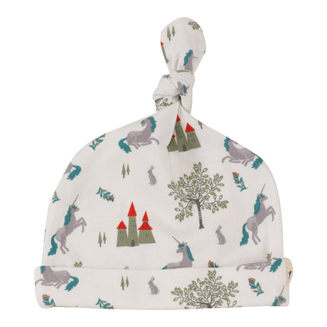Pigeon Organics Unicorn castle fairytale cream and purple hat for newborn baby girl