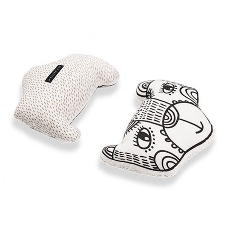 Wee Gallery Hand printed organic cotton black and white nursery bear cushion fur print