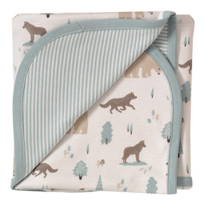 pigeon organics wolf blanket with strips on the rear side