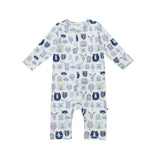 A fabulous and functional organic Woodland Animal playsuit / romper from Piccalilly
