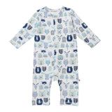 organic piccalilly baby boys soft sleepsuit with woodland animals design